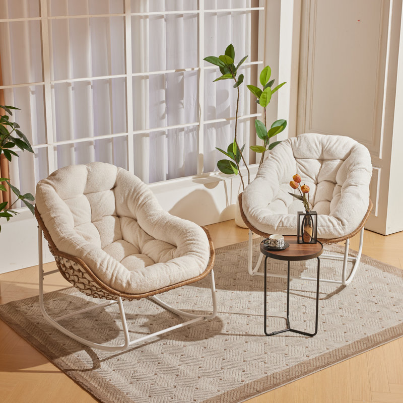Cini Wicker Outdoor Chair, White/Natural, Cream