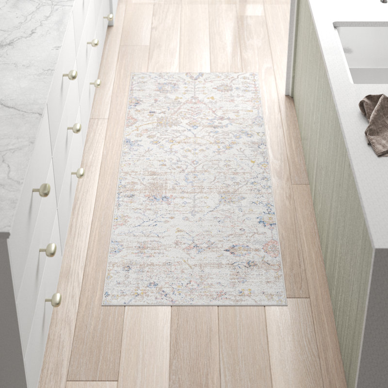 Benfield Beige Machine Washable Area Rug, Runner 2'7" x 7'3"