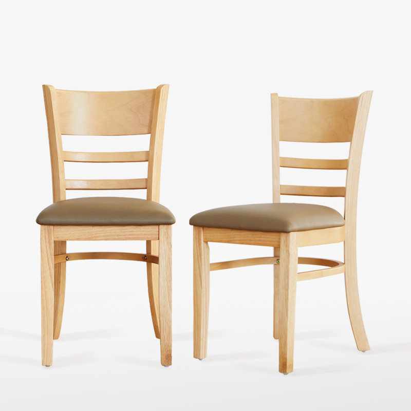Ensemble de 2 chaises d'appoint rembourrées en bois massif Zida, Chêne naturel