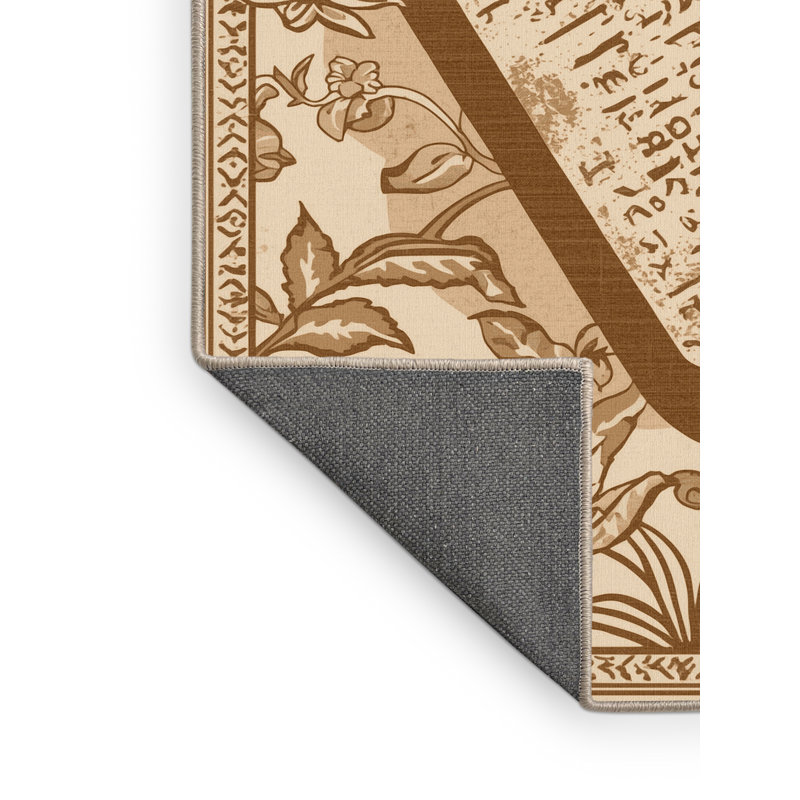 Tapis beige doux moelleux et classique à motif floral Montpelier, 7 x 9