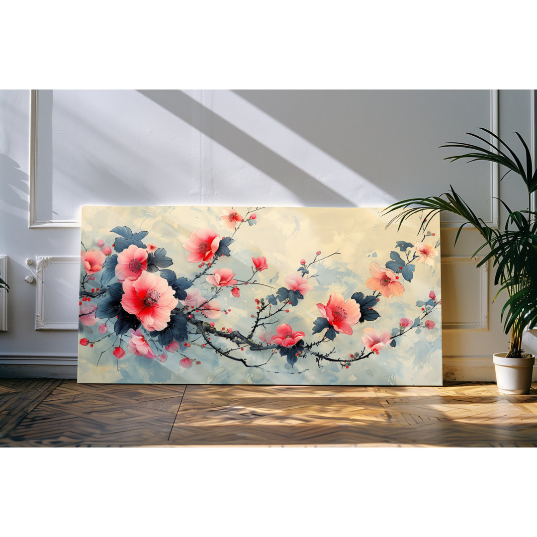 Wandbild 120x60cm Blüten Blumen Baumblüte Frühling Pastelltöne