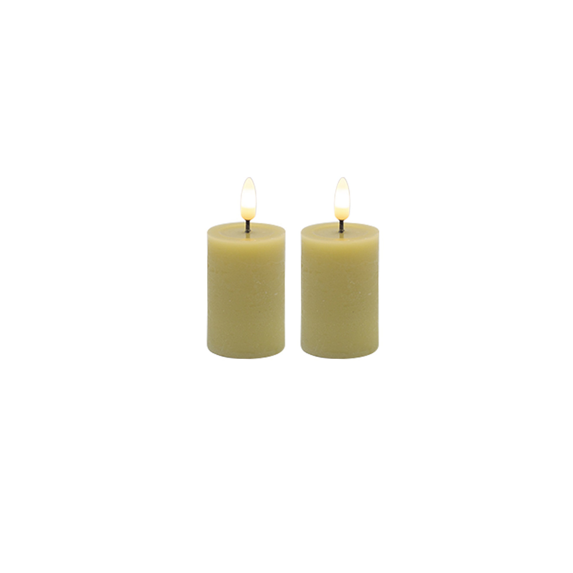 2 Pc Set Flameless Pillar Candle, Yellow