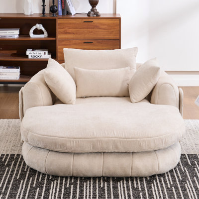 Chaise longue surdimensionnée à assise profonde - 184 x 145 x 59 cm - Chenille - 1 pièce - Chaise longue - Gris - Non assemblée