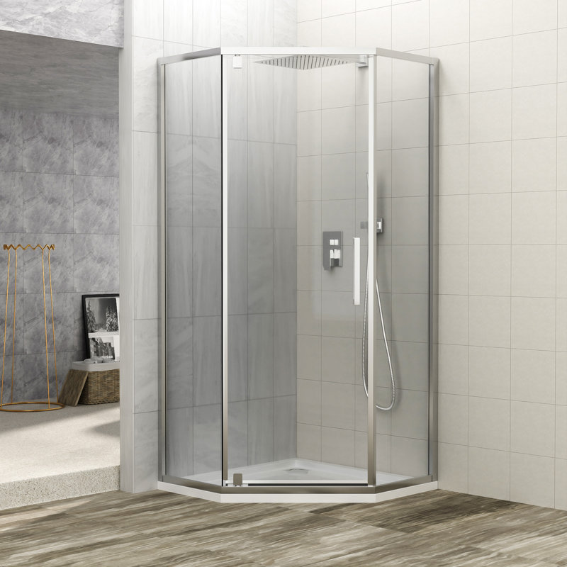 Shower Door 34-1/8" X 72" Semi-Frameless Neo-Angle Hinged Shower Enclosure