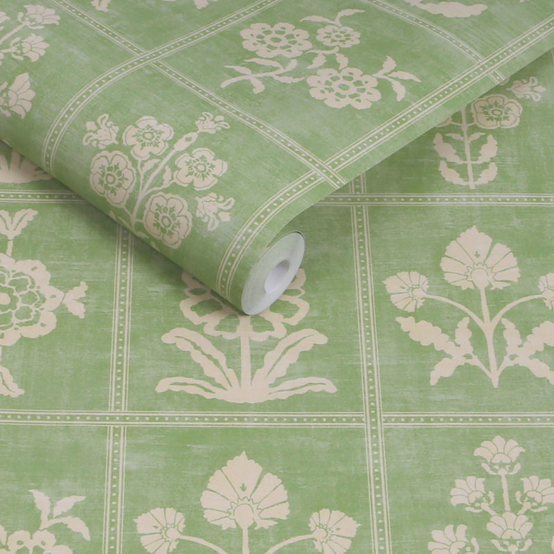 Joules Garden Floral Grid Wallpaper, Green