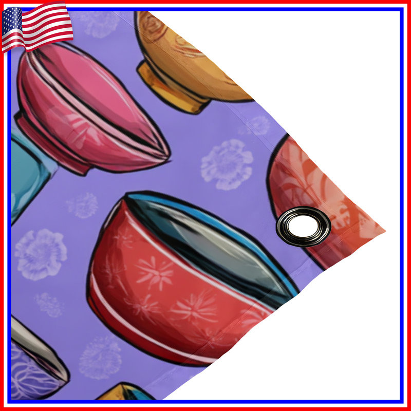 Tapisserie murale «Bowls» - Ustensiles de cuisine, 104in H x88 with 4 Grommets
