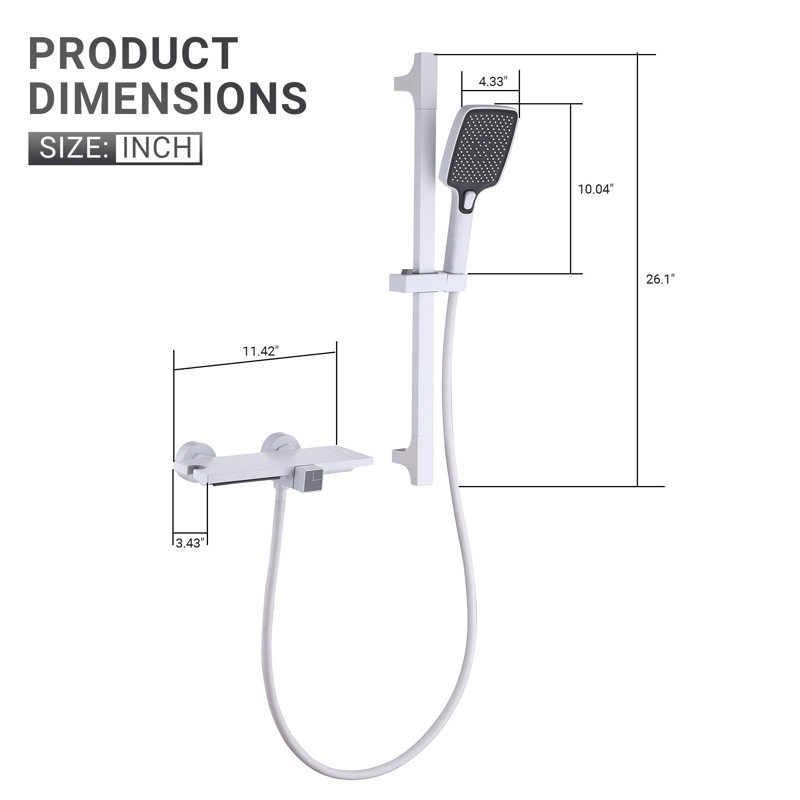 Robinet de baignoire et de douche plaqué 2 fonctions avec valeur brute et bec cascade 4,93 gallons par minute