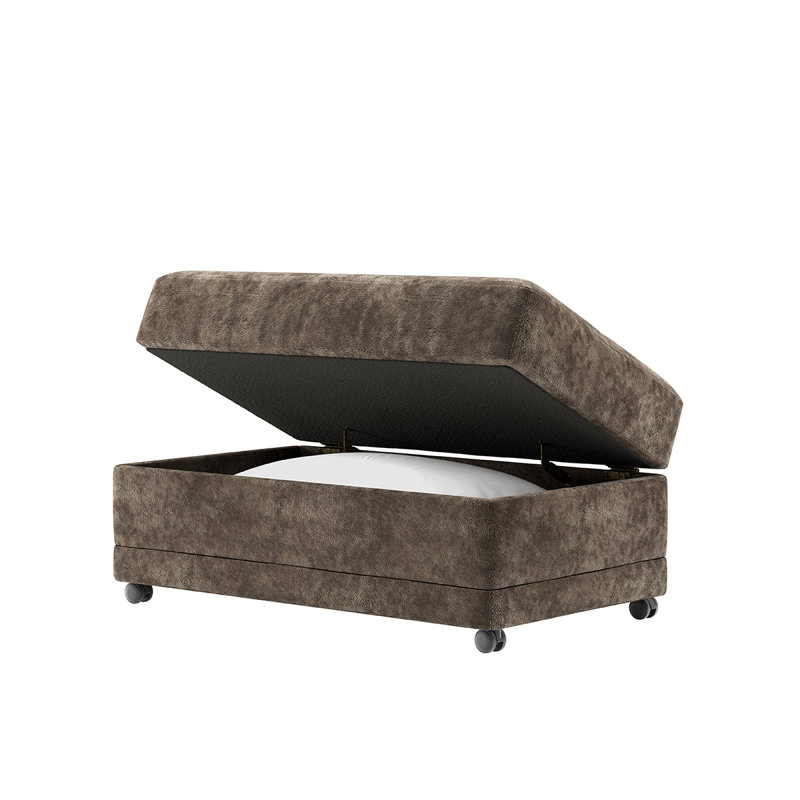Stutman Upholstered Ottoman, Brown Polyester Blend