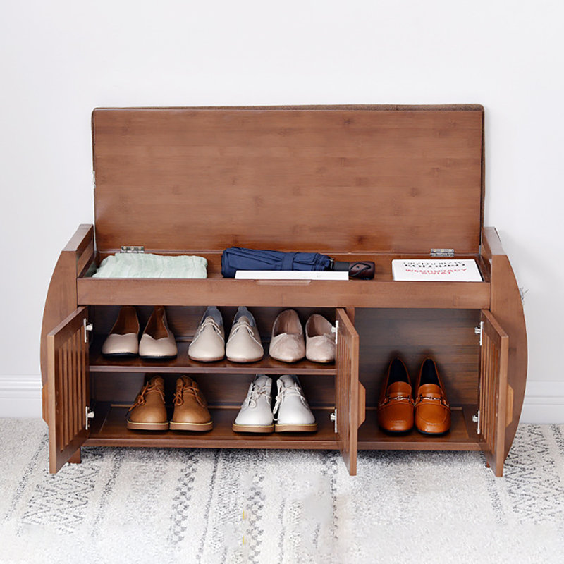 Shoe Rack Bench With Cushion For Entryway Home