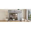Lit mezzanine en bois pleine grandeur avec garde-robe, tablettes et armoire, gris et rose-1037404642-1037404644