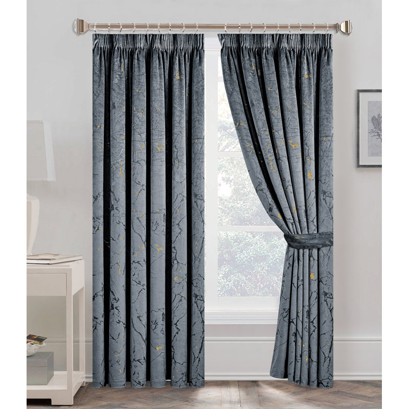 Tathana Blackout Curtain Pair, Width 117 x Drop 137 cm, Grey