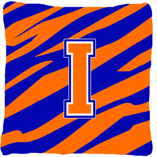 Monogramme initiale Tiger Stripe jet intérieur/extérieur oreiller, I
