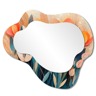 «Pastel Colors Of Tulips Dream Fragments I» - miroir décoratif asymétrique Botanicals, miroir mural moderne irrégulier, imprimé sur métal