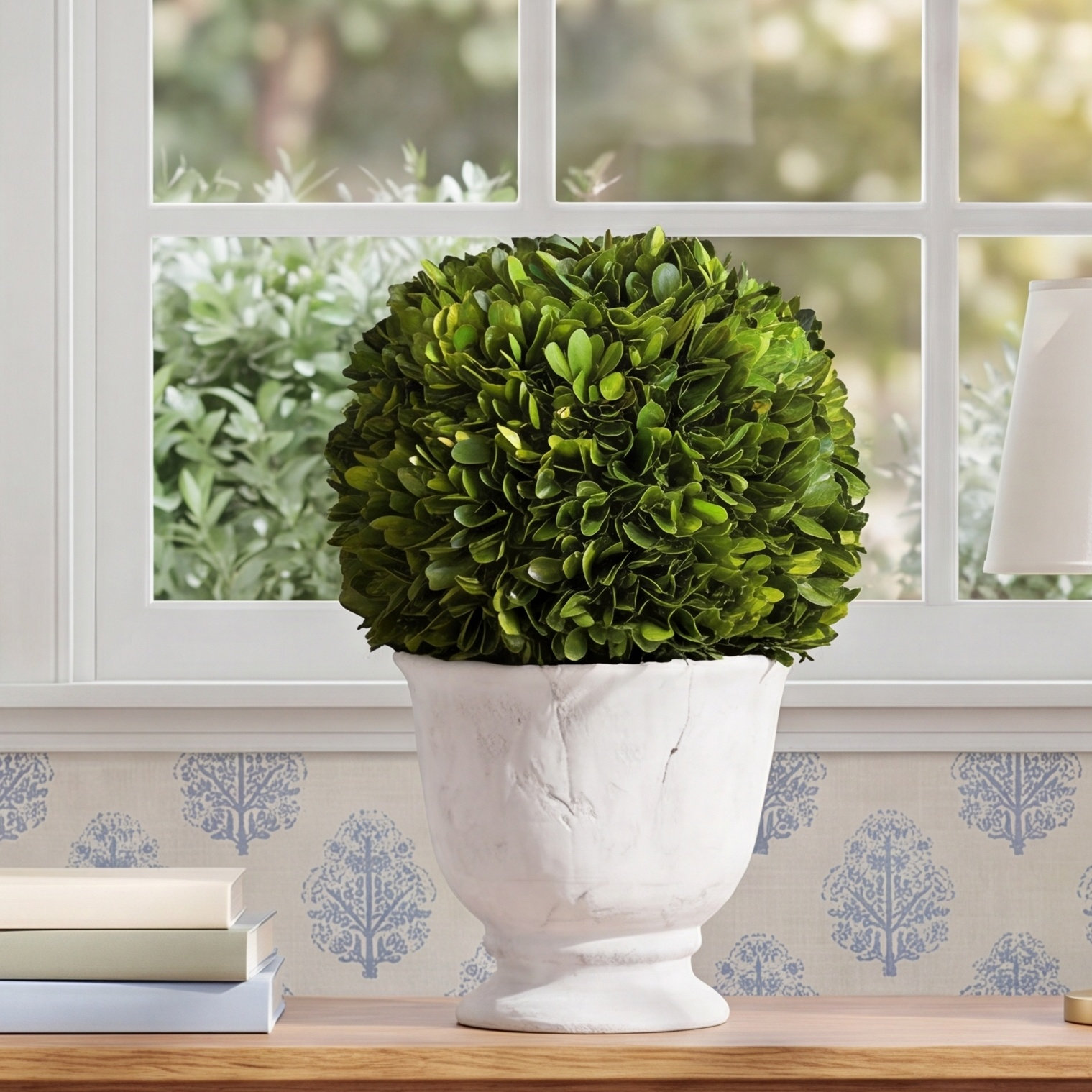 Alby Boxwood Topiary in Vase, 12'' H X 8'' W X 8'' D