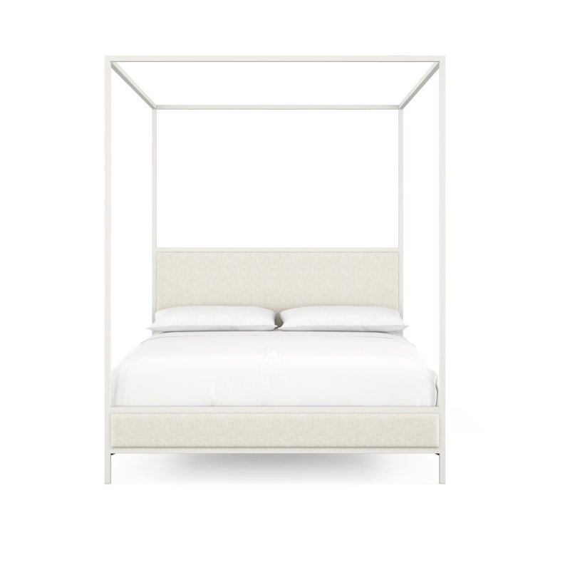 Lit à baldaquin classique moderne 340 | Auvent complet, Blanc mat, Très grand lit