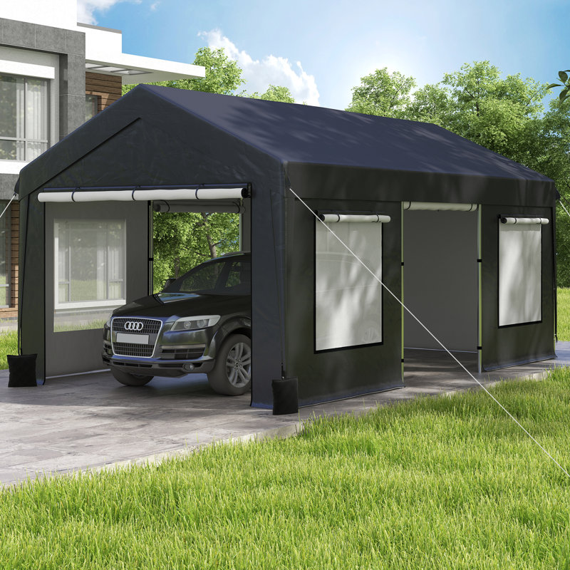 12Ft. W x 20 Ft. D Outdoor Heavy Duty Garage - Large Carport with Breathable Windows