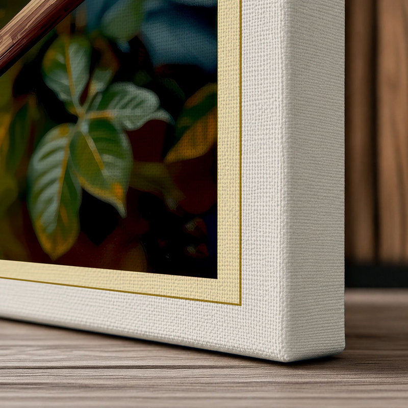 Toucan on Branch Tropical - Wrapped Canvas, 24x16 - 61.0 x 40.6 cm, Cream Border