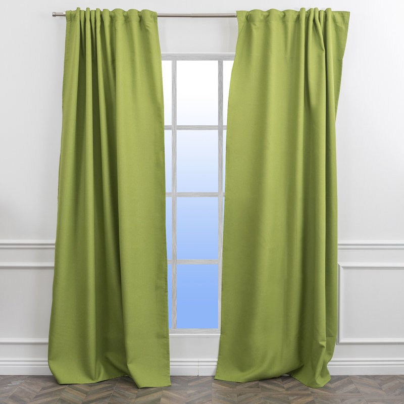 Room Darkening Single Curtain Panel, Lime Green, 130cm Width x 295cm Drop