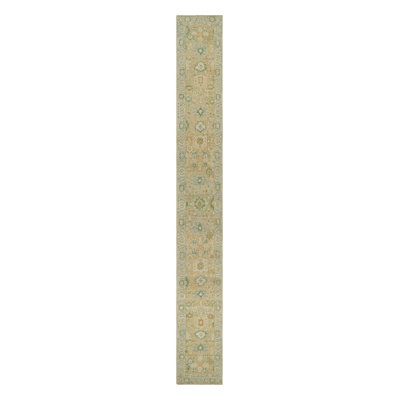 Rug & Kilim’S Modern Oushak Style Extra-Long Runner In Brown And Green With Florals
