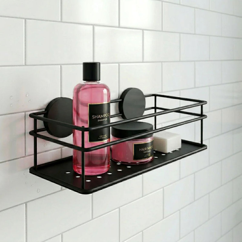 Panier de douche adhésif Sef, Black, 2.5" H x 10" W x 8" D