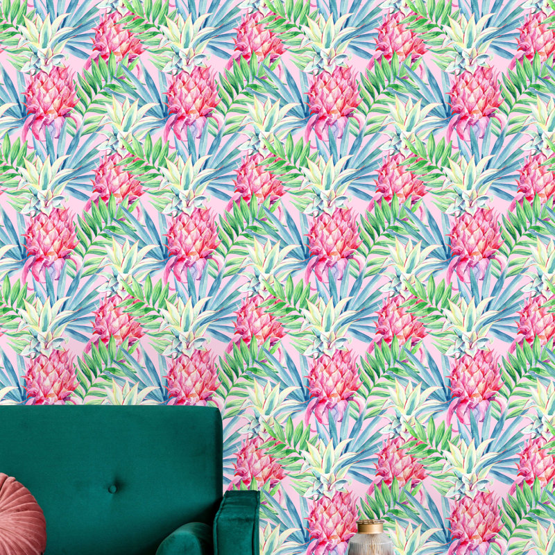 Rouleau de papier peint adhésif Batista Pineapples, L 16,67 po x l 25 po
