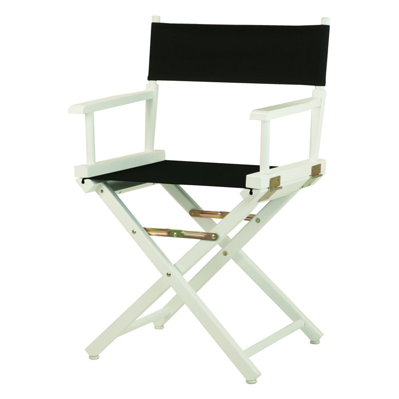 Chaise de réalisateur pliante 18 po, Noir, noir, noir, noir, Blanc