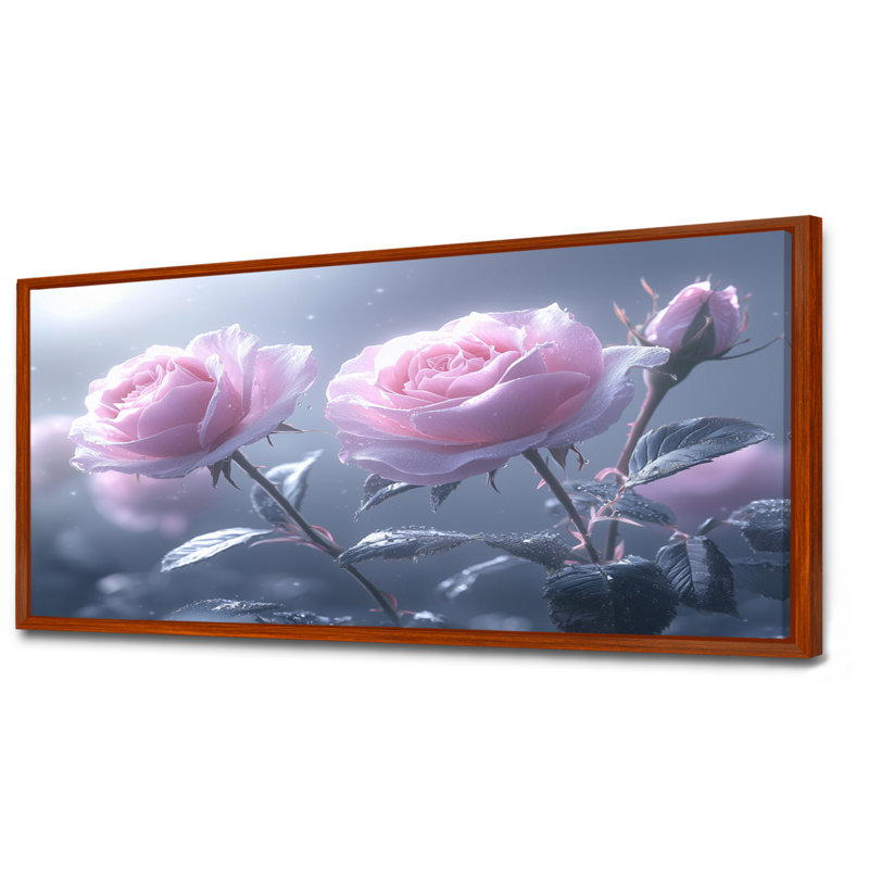 Ikrar - Floral Wall Art, Brown, 28" H x 60" W, Floater Framed Print