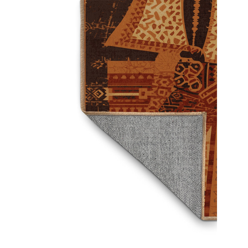 Tapis oriental brun lavable à la machine Rocco Mayan Warrior, 7 x 9