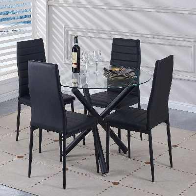 Supat Round Dining Table with Iron Base