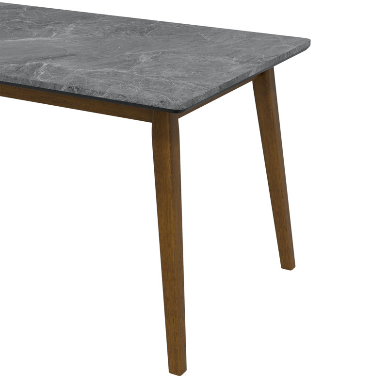 Table de salle à manger avec plateau en bois massif, Noir / Noyer