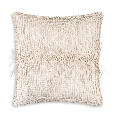 Cloud9 Design White Tassel Decorative Pillow Clean Minimal Boho Cushion