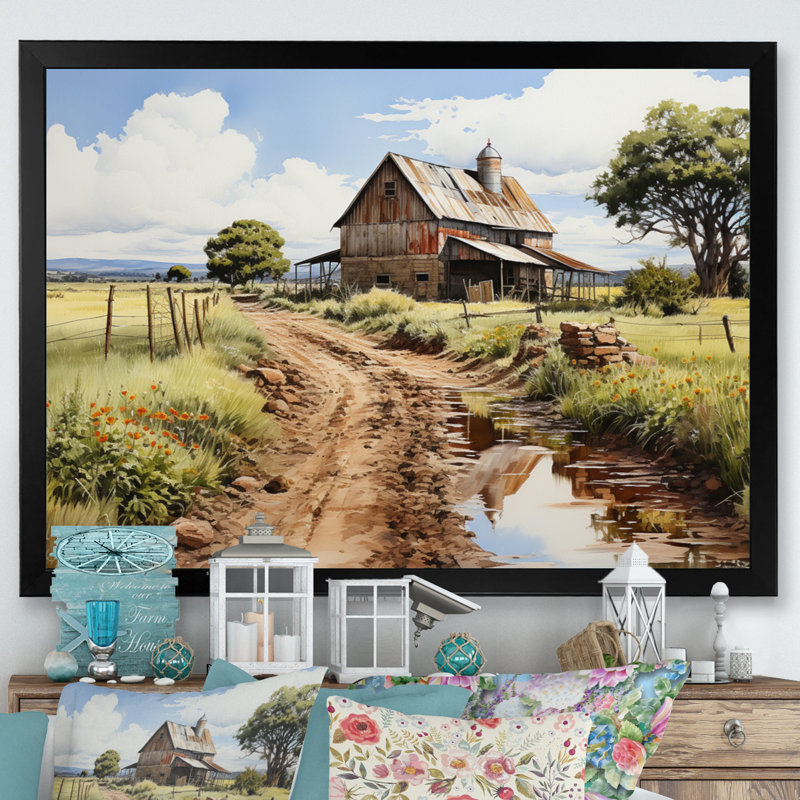 Bhargav " Barns Rustic Charm V ", 12" H x 20" W x 1" D, Black Picture Framed