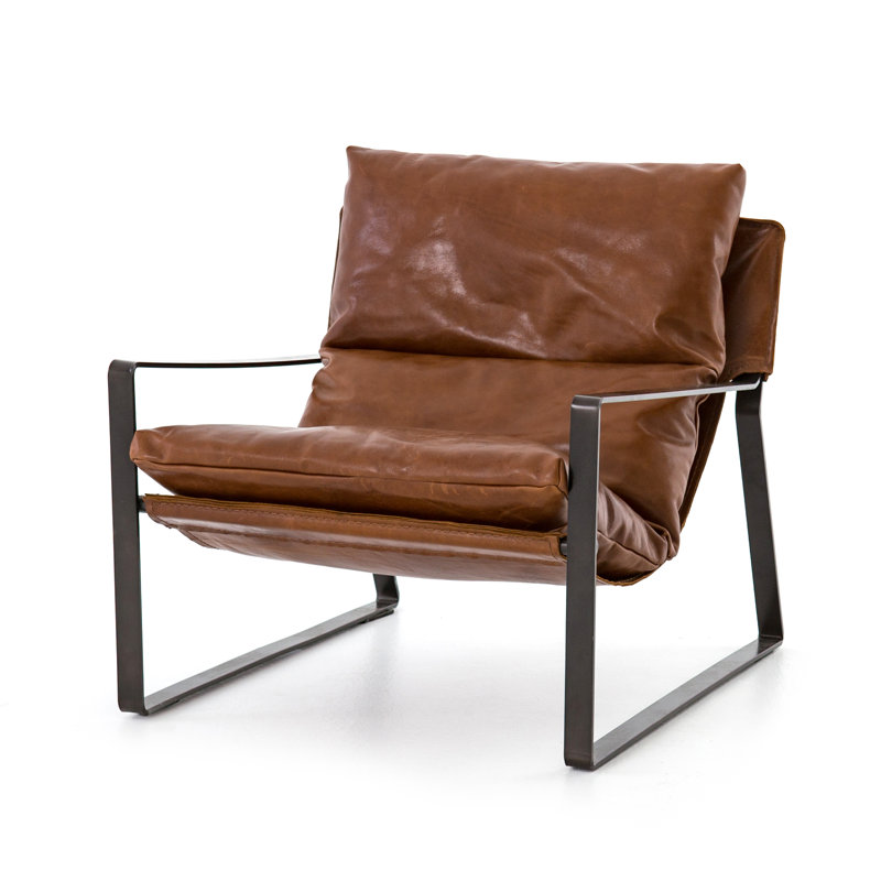 Emmett 29" Wide Top Grain Leather Armchair, Dakota Tobacco Genuine Leather