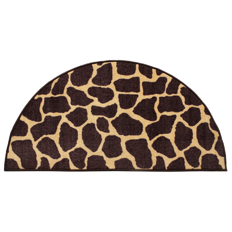 Tapis d'intérieur / extérieur brun à imprimé animal, Demi-cercle 4 pi 5 po x 9 pi