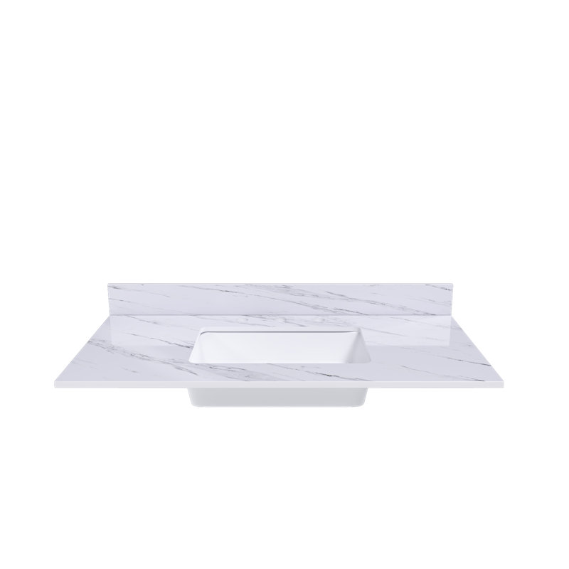 43" Marble Vanity Sink Top with Ceramic Undermount Basin & Backsplash