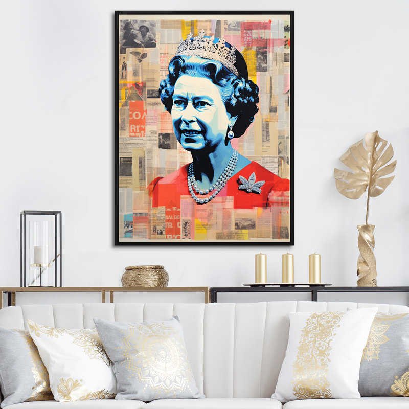 Pop Art Queen Elizabeth's Magazine III, Cadre flottant noir, H 20 po x l 12 po x P 1 po
