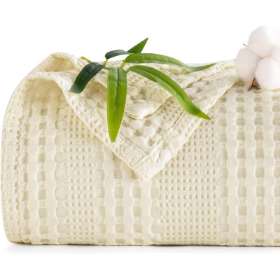 PHF Cooling Waffle Blanket,Lightweight 60% Rayon Derived from Bamboo & 40% Cotton Breathable Blanket for Hot Sleepers, Soft and Luxury for Bed Couch and Sofa