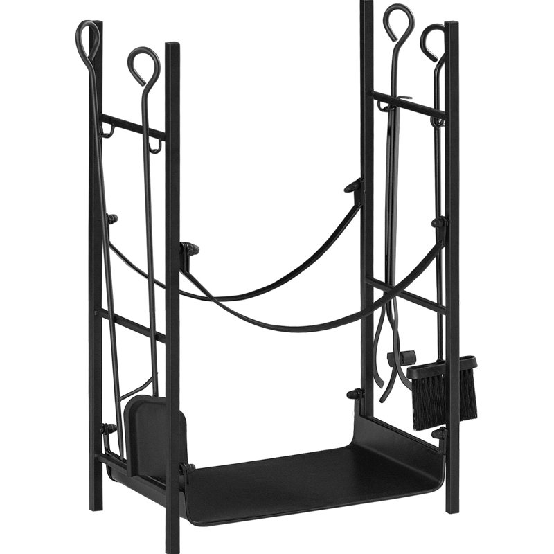 Support à bois de chauffage avec outils d'assemblage simplifiés - 2, noir, intérieur extérieur 2 et finition noire, utilisation