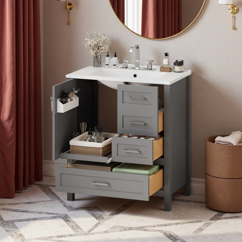 30" Bathroom Vanity With Sink Combination Set, Grey