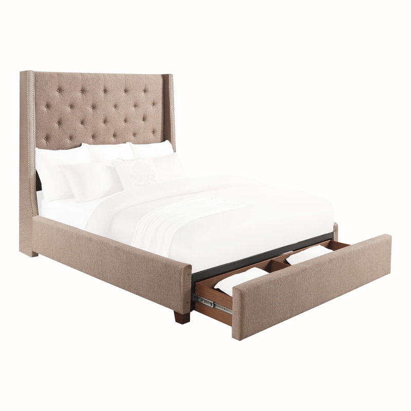 Landreneau Upholstered Platform Bed, Brown, Full