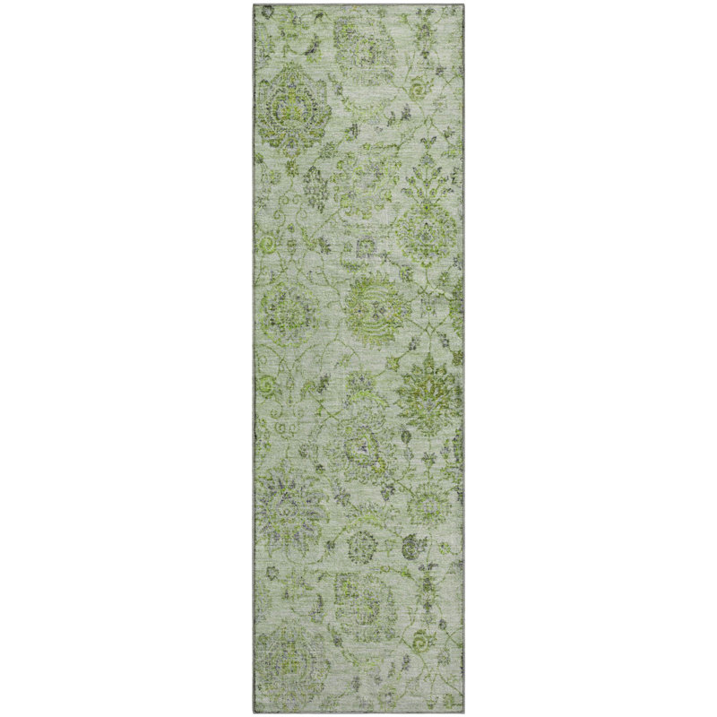 Premium Machine Washable Ashington AMF1833 Damask Rug, Runner 2'3" x 7'6"