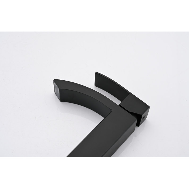 Single Handle Waterfall Bathroom Vanity Sink Faucet, Matte Black
