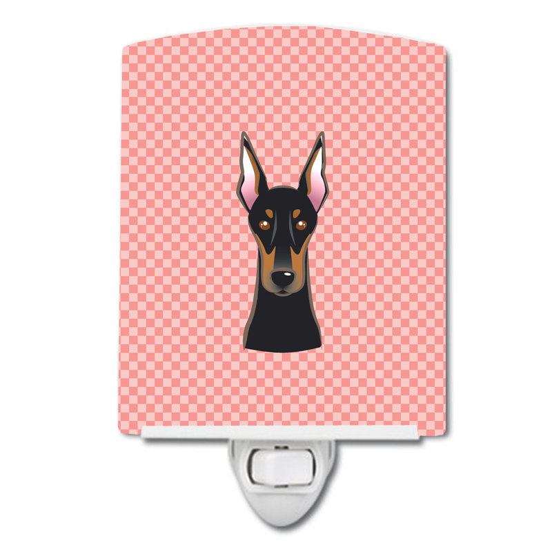 Éclairage de nuit en céramique damier de braque teckel, Rose, Doberman
