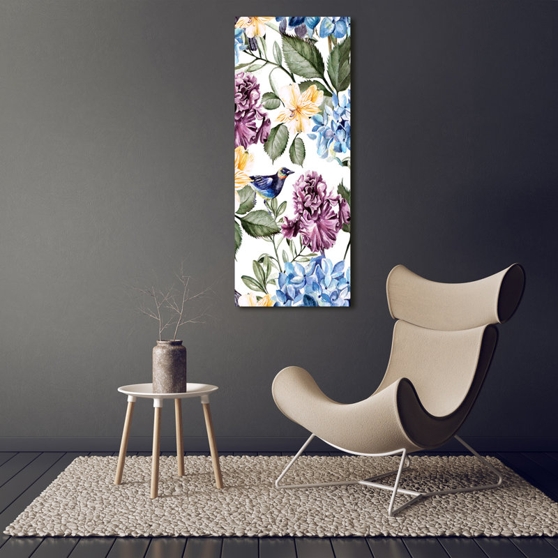 Flowers and birds 1 Piece Wrapped Canvas Wall Art