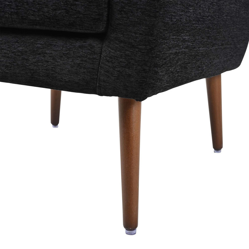 Chaise d'appoint moderne en chenille avec design ergonomique, Noir