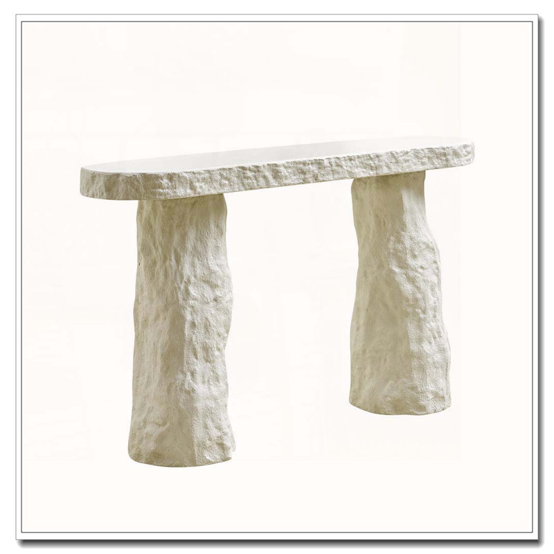 Modern Console Table with Matte Rocks & Irregular Legs