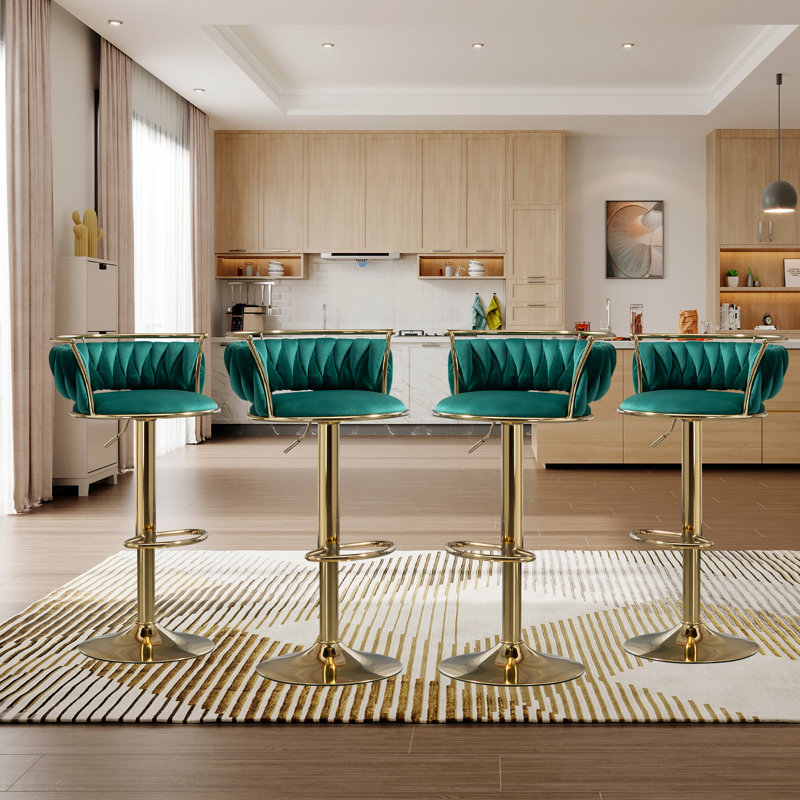 Tabouret de bar Christal, Or, Vert foncé