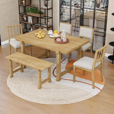 6-Piece Dining Set with Chairs and Bench