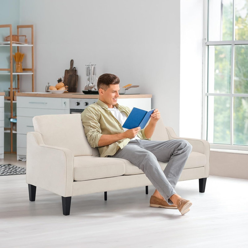 Canapé à accoudoirs carrés de 71,2 po Sinica, Beige