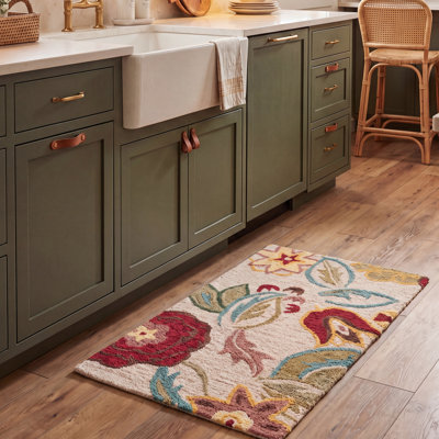 Tapis floral en laine crocheté à la main Emrick